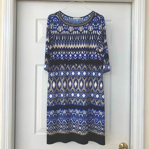 Studio One Blue + Black Print Dress